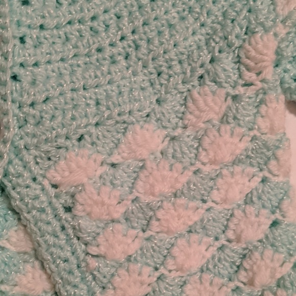 Grandma Made Crochet Sweater & Hat 0 -3 M Mint - Picture 4 of 8